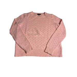 J.Crew Womens S Pink Pointelle Crewneck Sweater Textured Knit Wool/Alpaca Blend